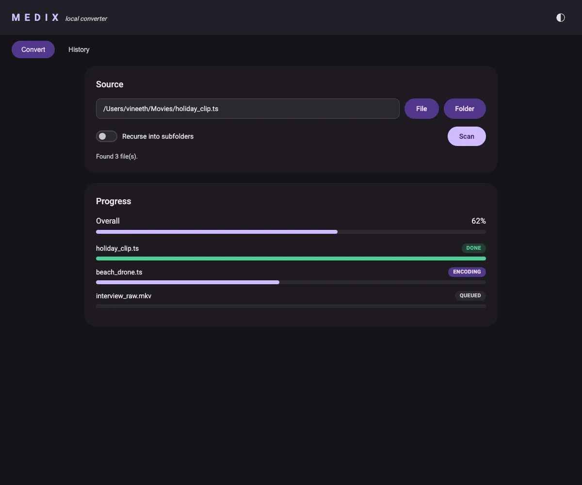 Live conversion progress